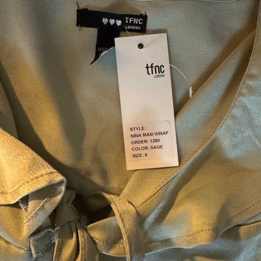 TFNC London Nina Maxi Bridesmaid Dress in Sage Green - Picture 4 of 5